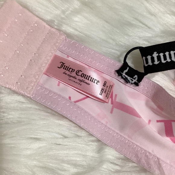 Juicy Couture Women’s Pink Bra 3 Hook&Eye Back Closure Logo Straps T-shirt BRA - Picture 4 of 5